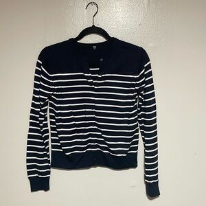 UNIQLO Blue and White striped long sleeve cardigan